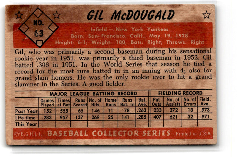 1953 Bowman Color Gil McDougald