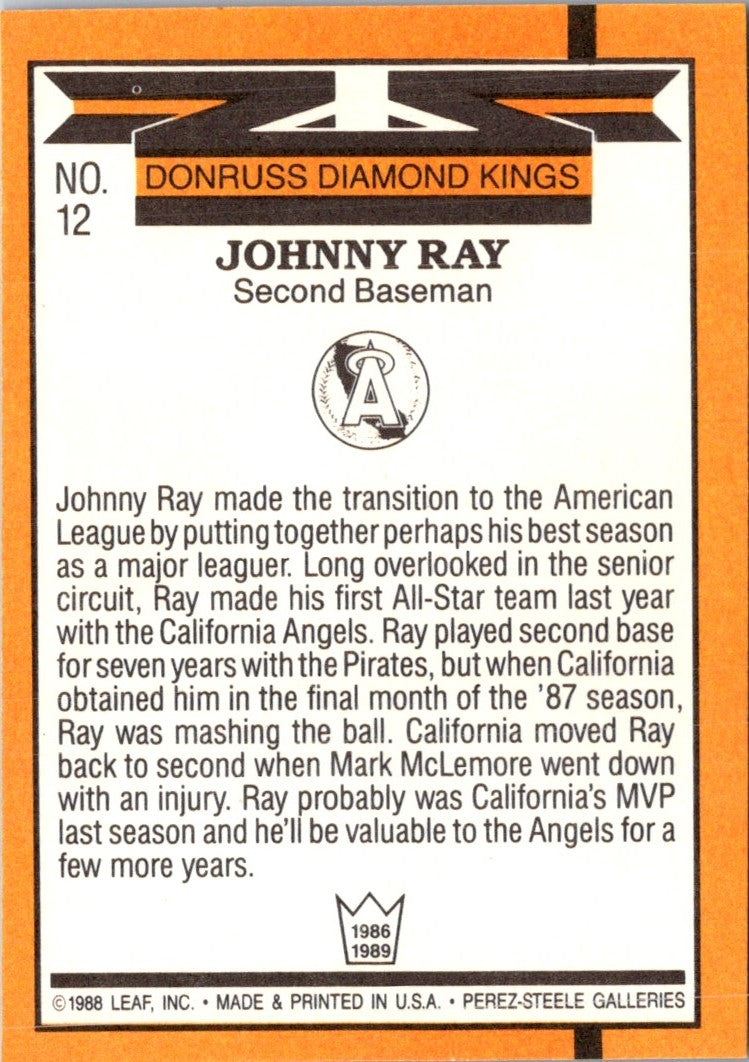 1989 Donruss Super Diamond Kings Johnny Ray