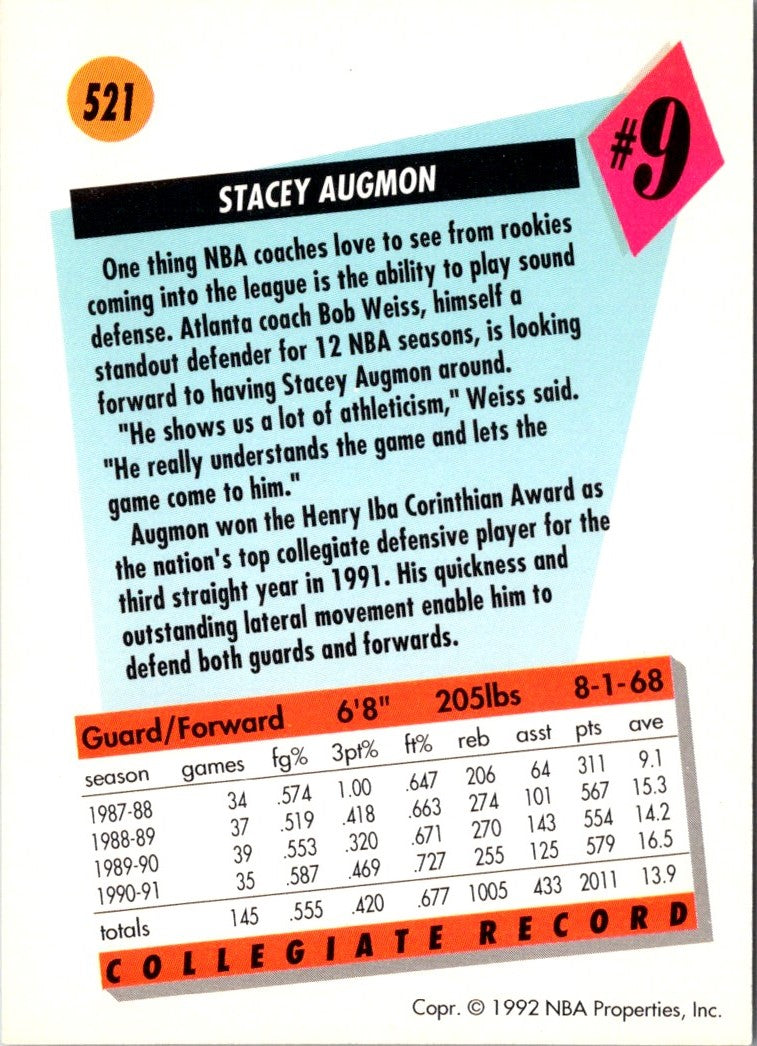 1991 SkyBox Stacey Augmon