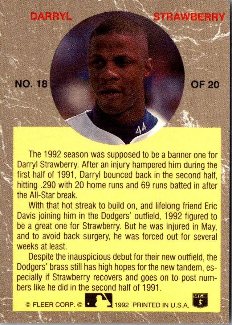 1992 Ultra All-Stars Darryl Strawberry