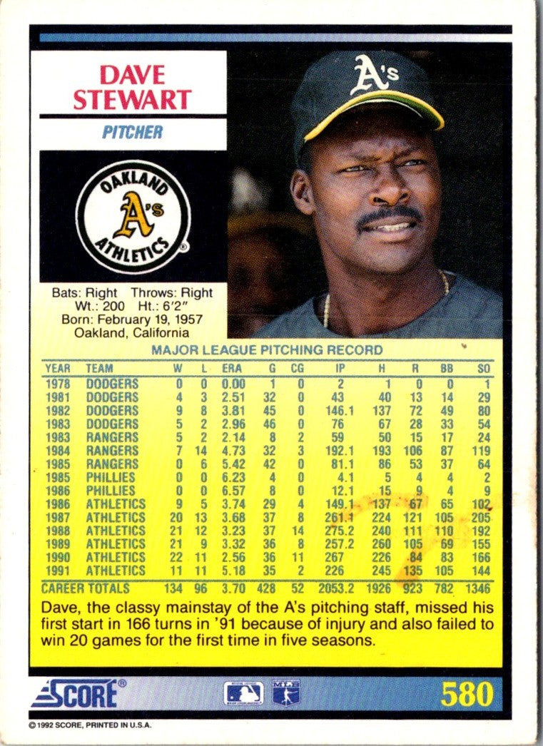 1992 Score Dave Stewart