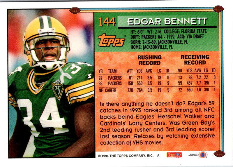 1994 Topps Edgar Bennett