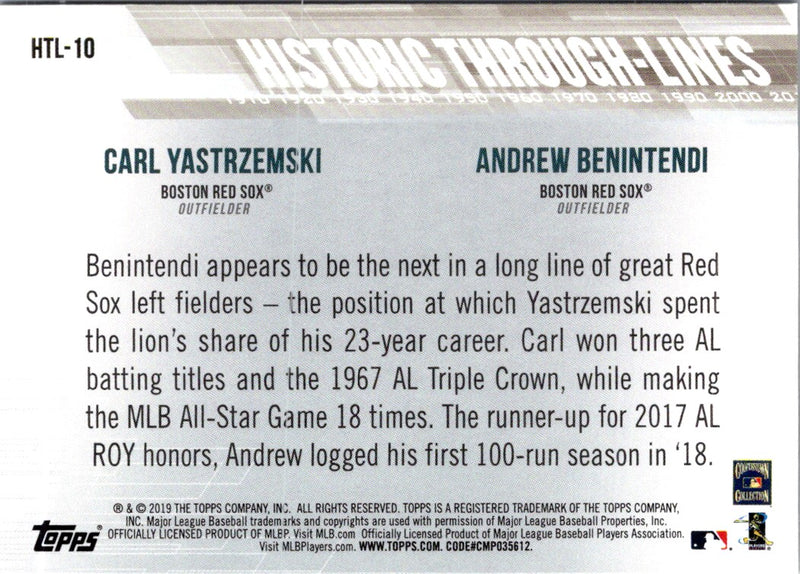 2019 Topps Historic Through-Lines Carl Yastrzemski/Andrew Benintendi