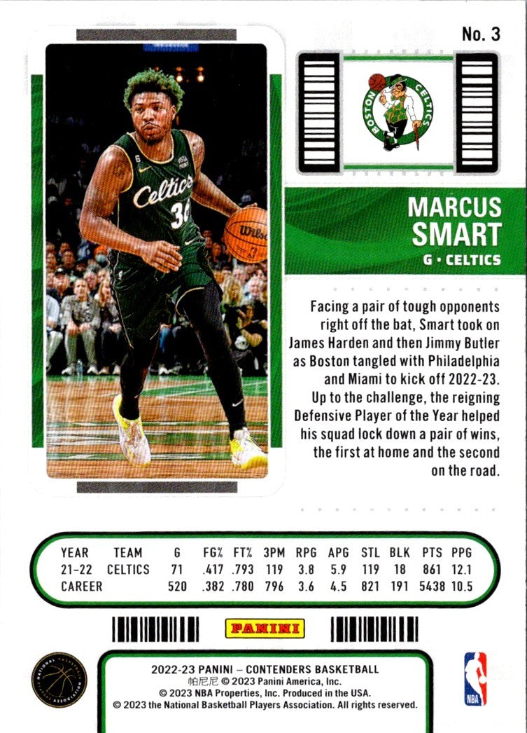 2022 Panini Contenders Season Ticket Marcus Smart