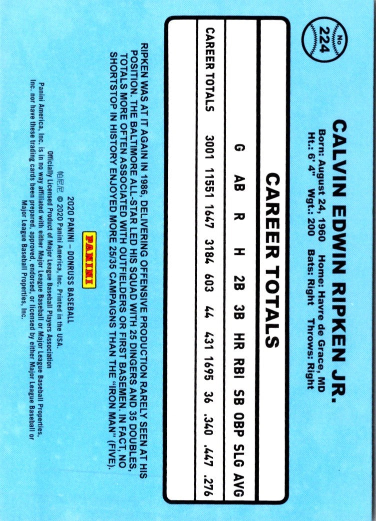 2020 Donruss Holo Red Cal Ripken