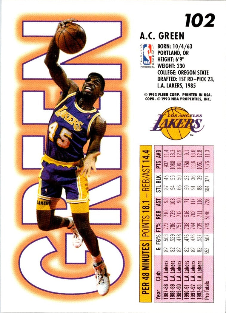 1993 Fleer A.C. Green