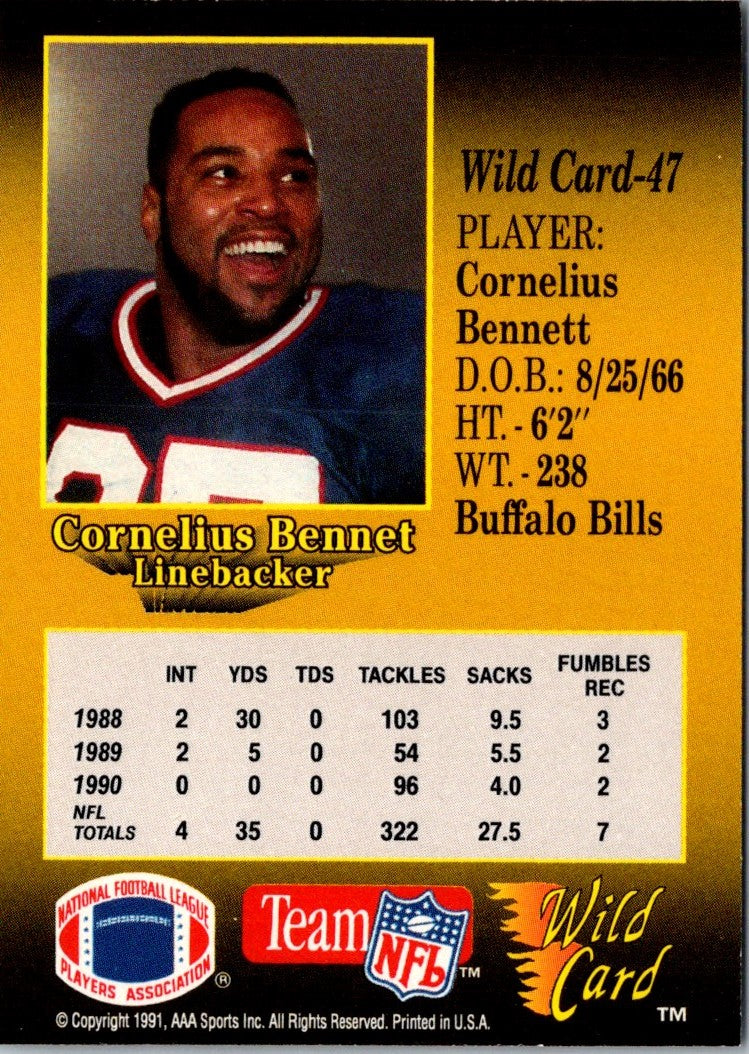 1991 Wild Card Cornelius Bennett