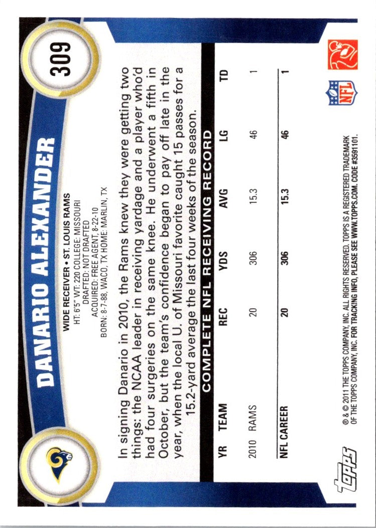 2011 Topps Danario Alexander