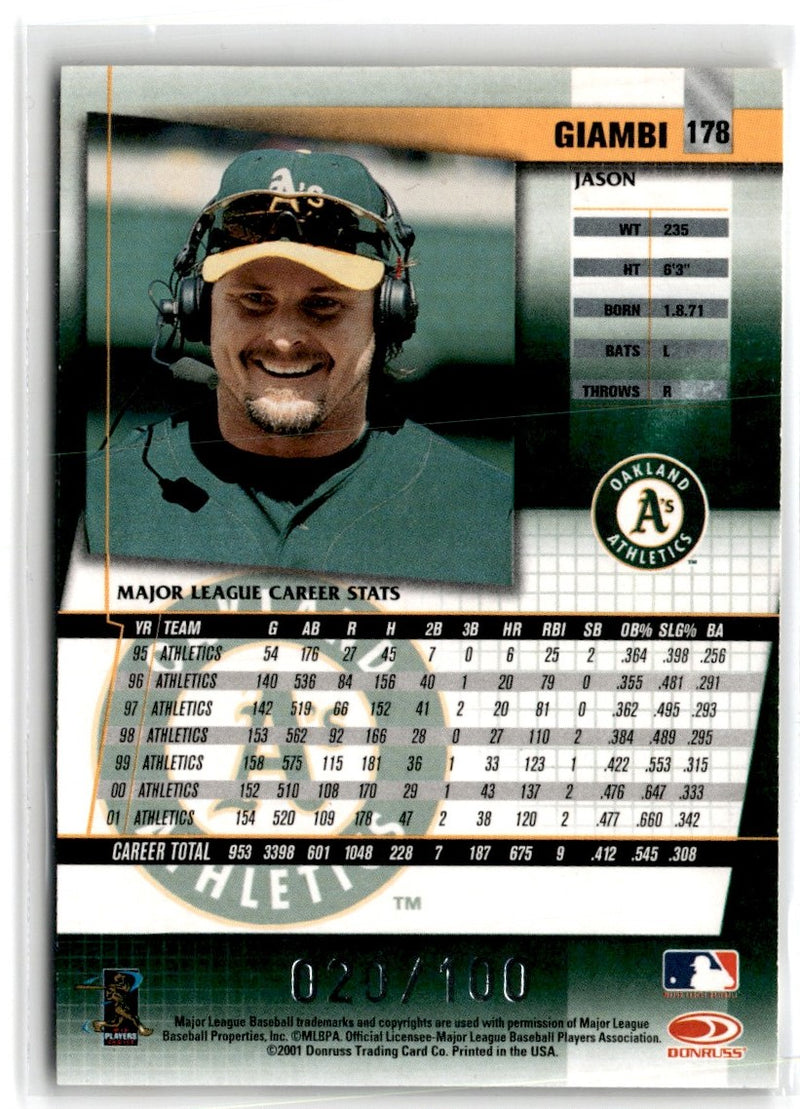 2002 Donruss Fan Club Credits Jason Giambi