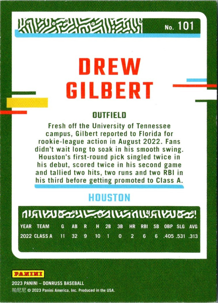 2023 Donruss Holo Blue Drew Gilbert