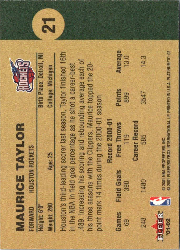 2001 Fleer Platinum Maurice Taylor