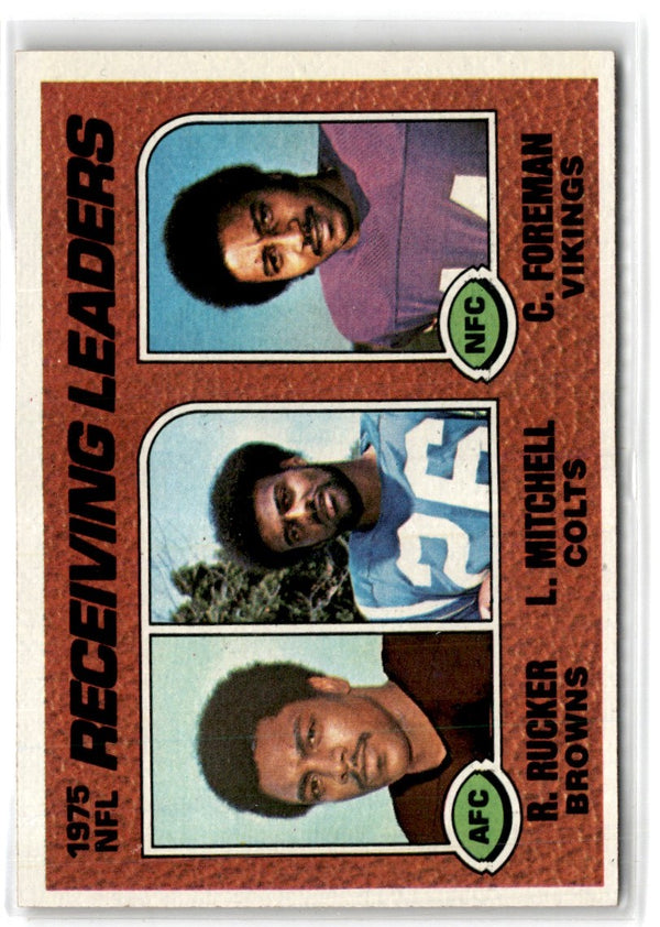 1976 Topps 1975 Receiving Leaders - Reggie Rucker/Lydell Mitchell/Chuck Foreman #202