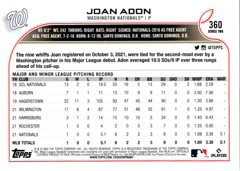 2022 Topps Joan Adon