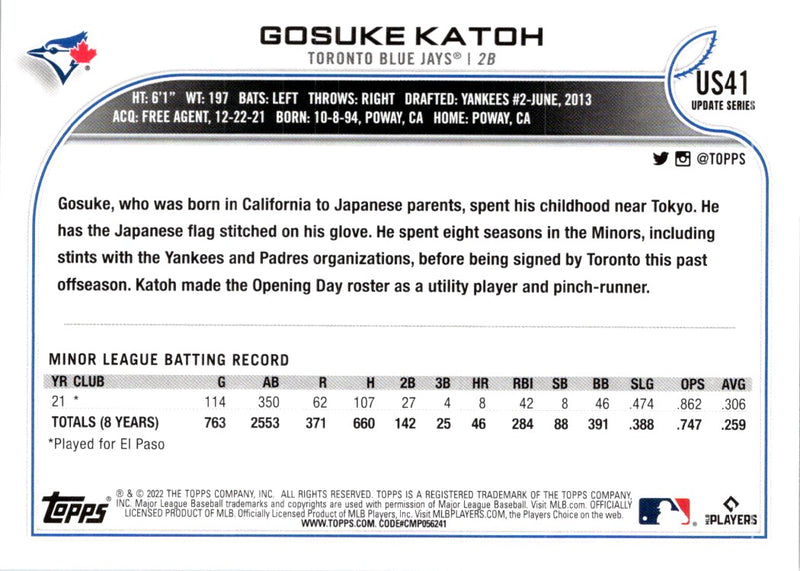 2022 Topps Gosuke Katoh