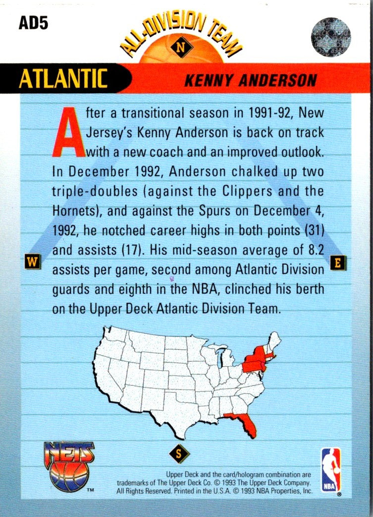 1992 Upper Deck All-Division Team Kenny Anderson