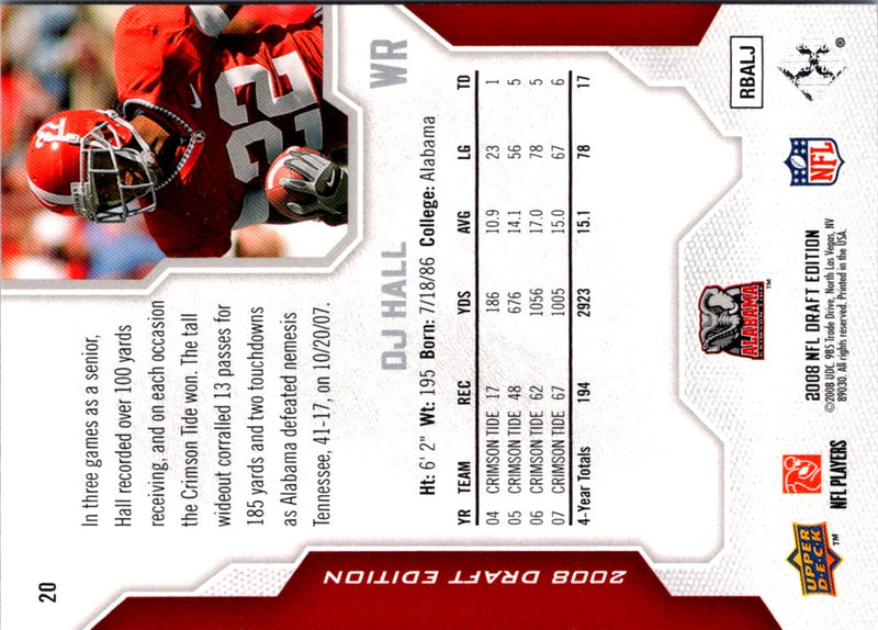 2008 Upper Deck Draft Edition DJ Hall