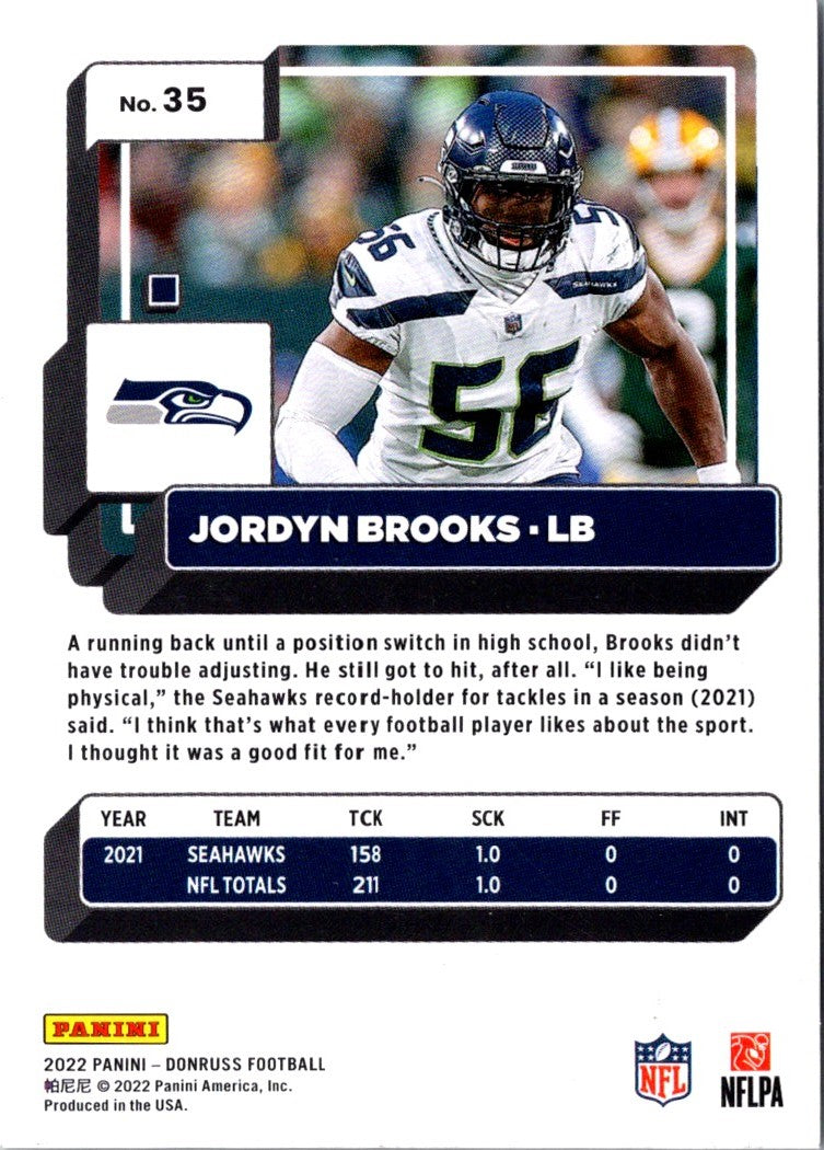 2022 Donruss Blue Press Proof Jordyn Brooks