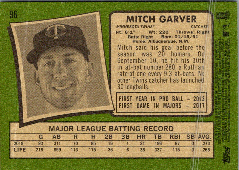 2020 Topps Heritage Mitch Garver