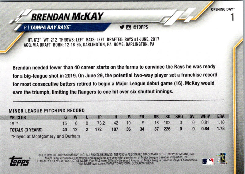 2020 Topps Brendan McKay