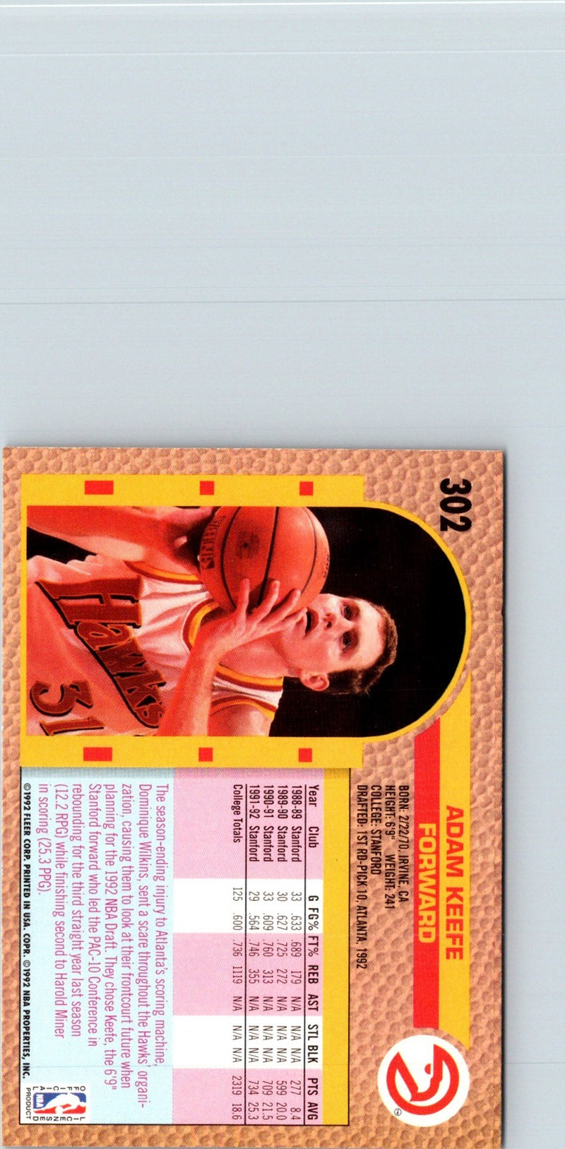 1992 Fleer Adam Keefe