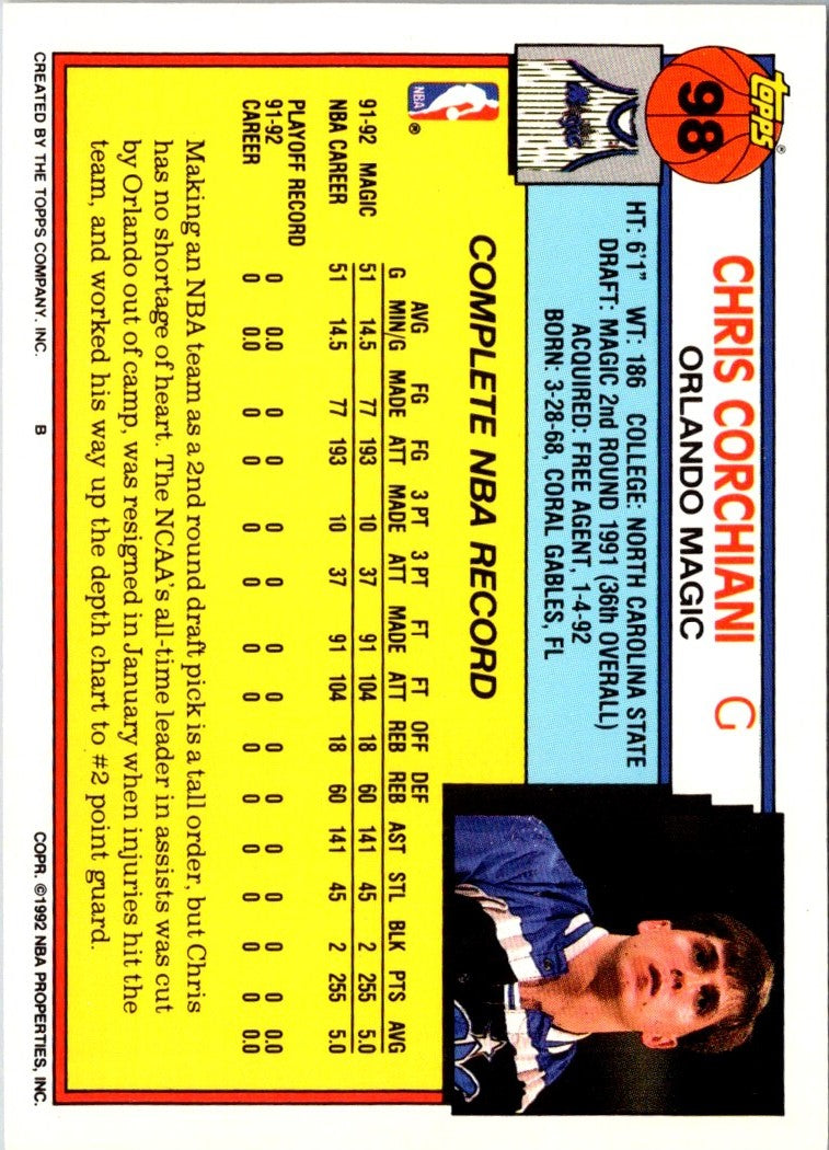 1992 Topps Chris Corchiani