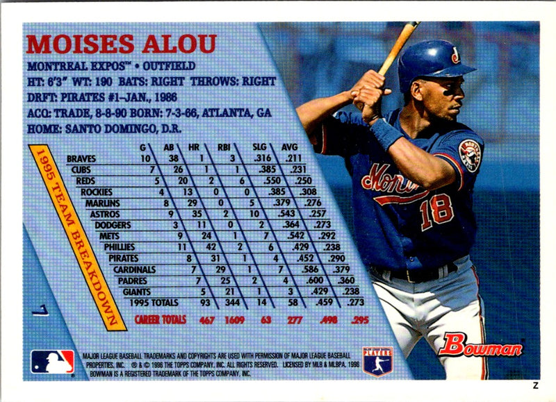 1999 Bowman Chrome Gold Moises Alou