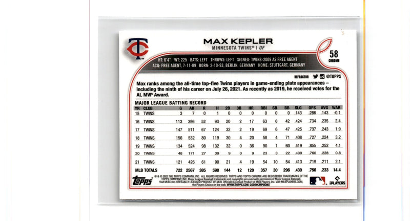 2022 Topps Chrome Max Kepler