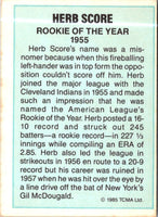 1985 TCMA Rookies of the Year Herb Score #NNO