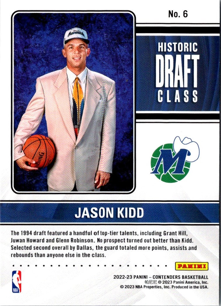 2022 Panini Contenders Historic Draft Class Jason Kidd