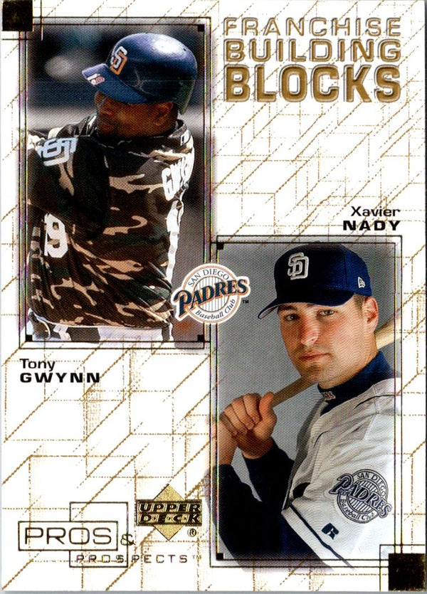 2001 Upper Deck Pros & Prospects Franchise Building Blocks Tony Gwynn/Xavier Nady #F26