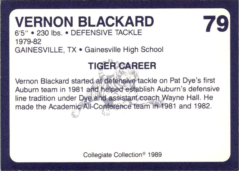 1989 Collegiate Collection Auburn Coke 580 Vernon Blackard