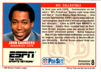 1989 Pro Set Announcers John Saunders #8