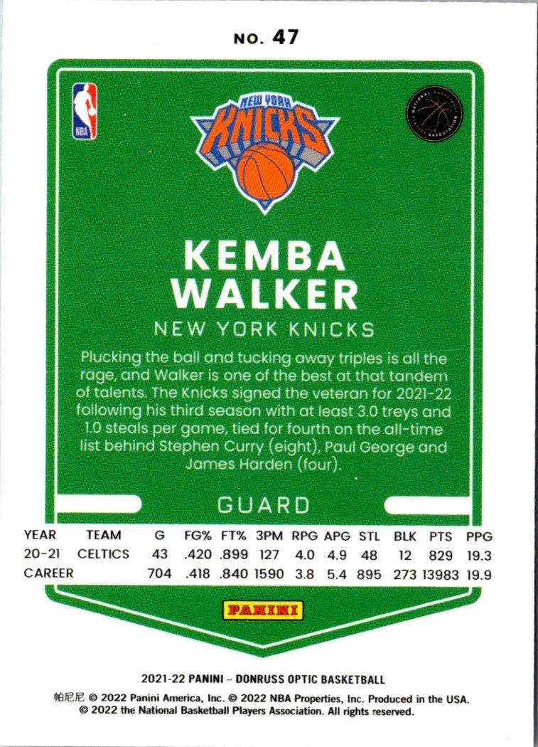 2021 Donruss Optic Blue Kemba Walker