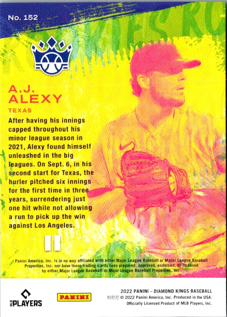 2022 Panini Diamond Kings Blue A.J. Alexy