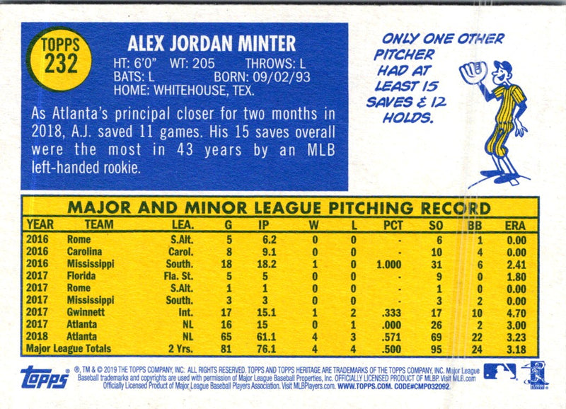 2019 Topps Heritage A.J. Minter