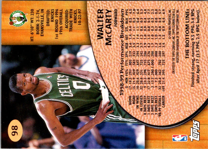 1999 Stadium Club Walter McCarty