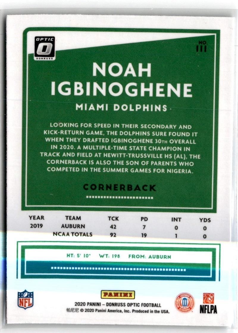 2020 Donruss Optic Blue Noah Igbinoghene