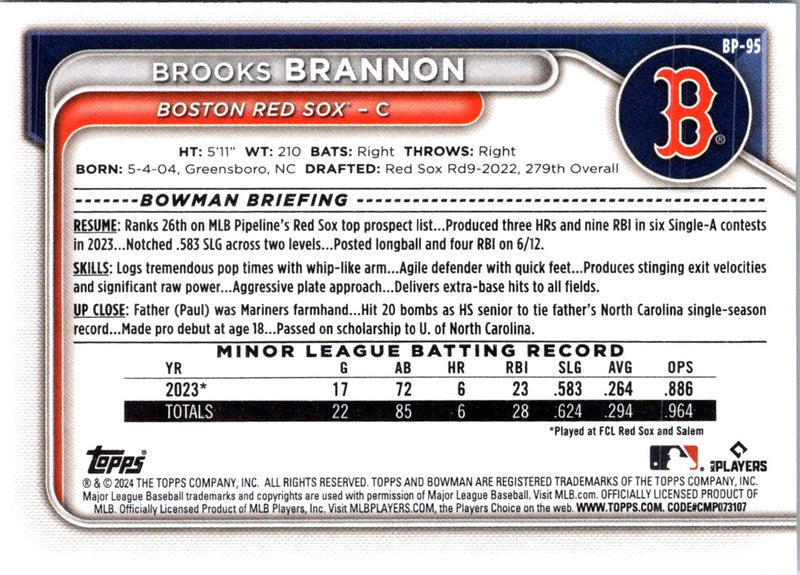 2024 Bowman Prospects Brooks Brannon