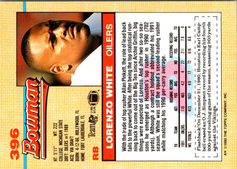 1992 Bowman Lorenzo White