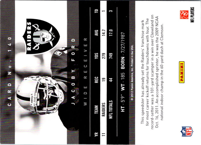 2012 Panini Prestige Jacoby Ford