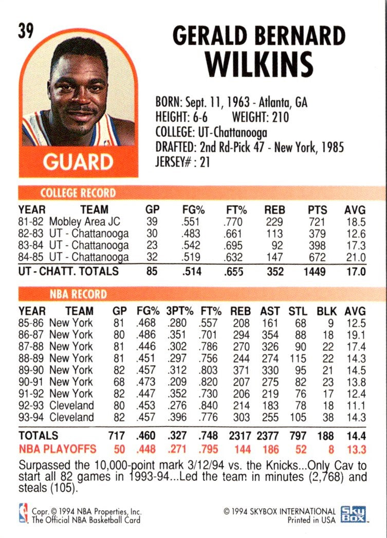 1994 Hoops Gerald Wilkins