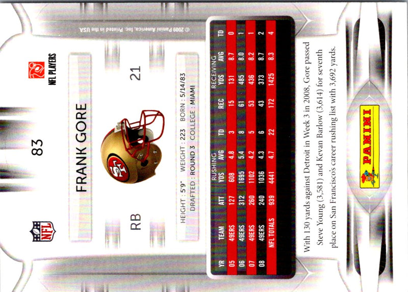 2009 Playoff Prestige Frank Gore