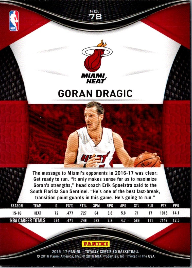 2016 Panini Totally Certified Goran Dragic