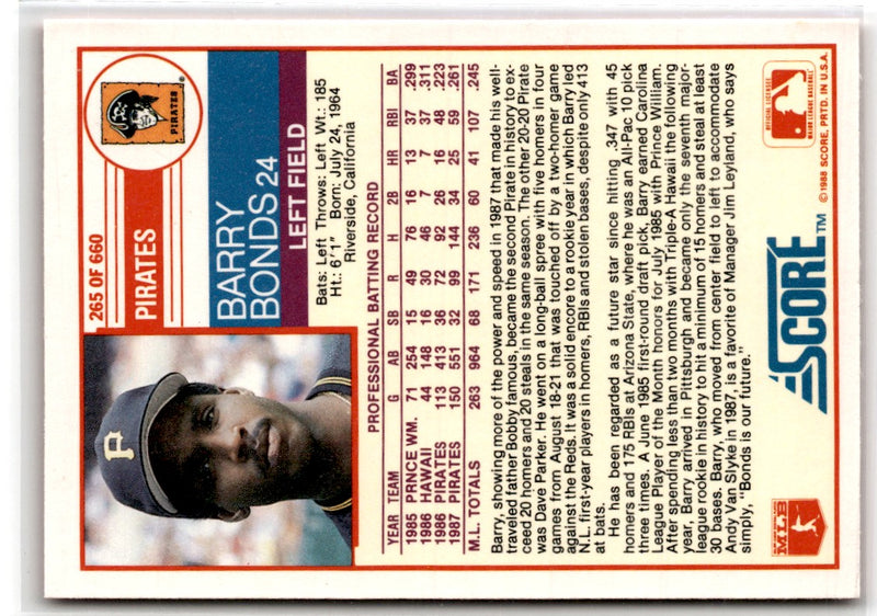 1988 Score Barry Bonds
