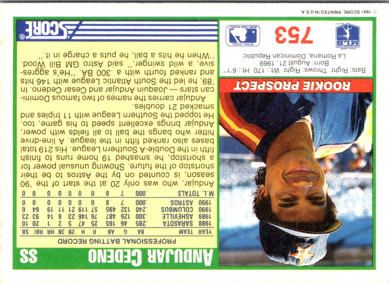 1991 Score Andujar Cedeno