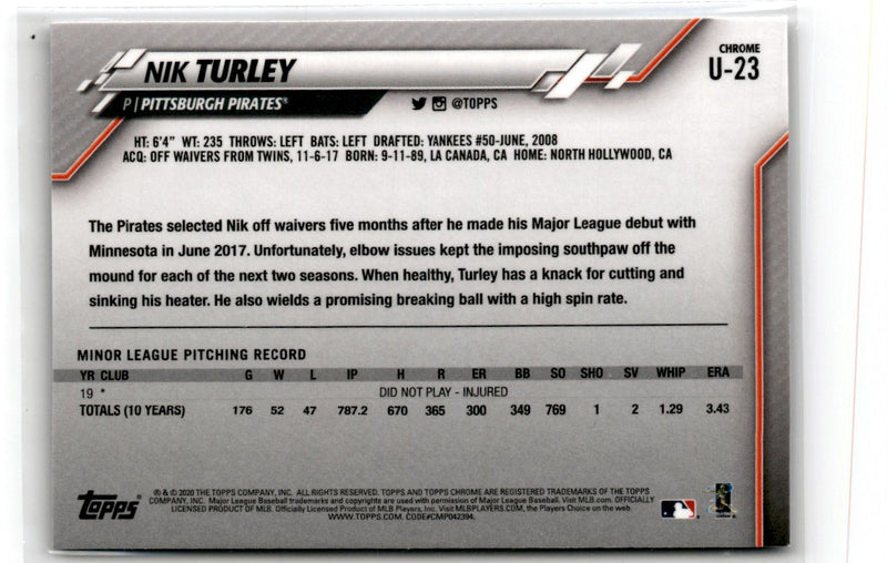 2020 Topps Chrome Update Nik Turley