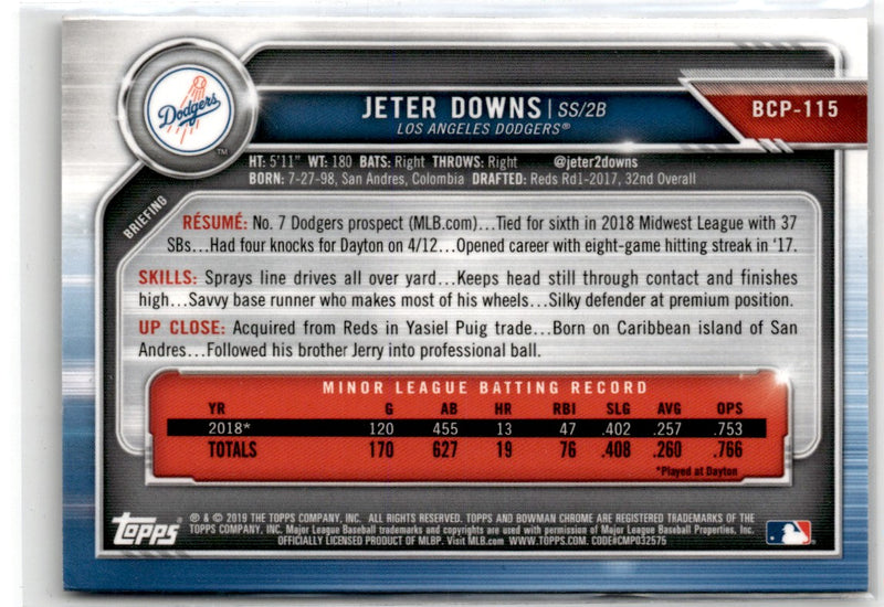 2019 Bowman Chrome Prospects Jeter Downs