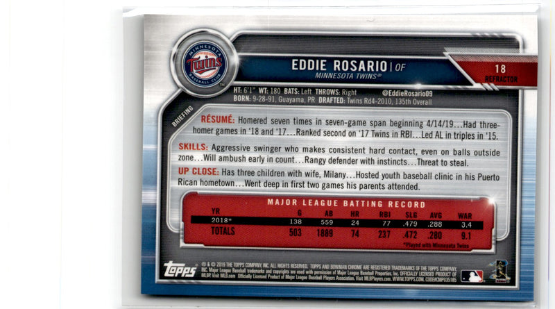 2019 Bowman Chrome Refractor Eddie Rosario