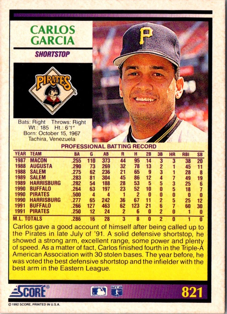 1992 Score Carlos Garcia