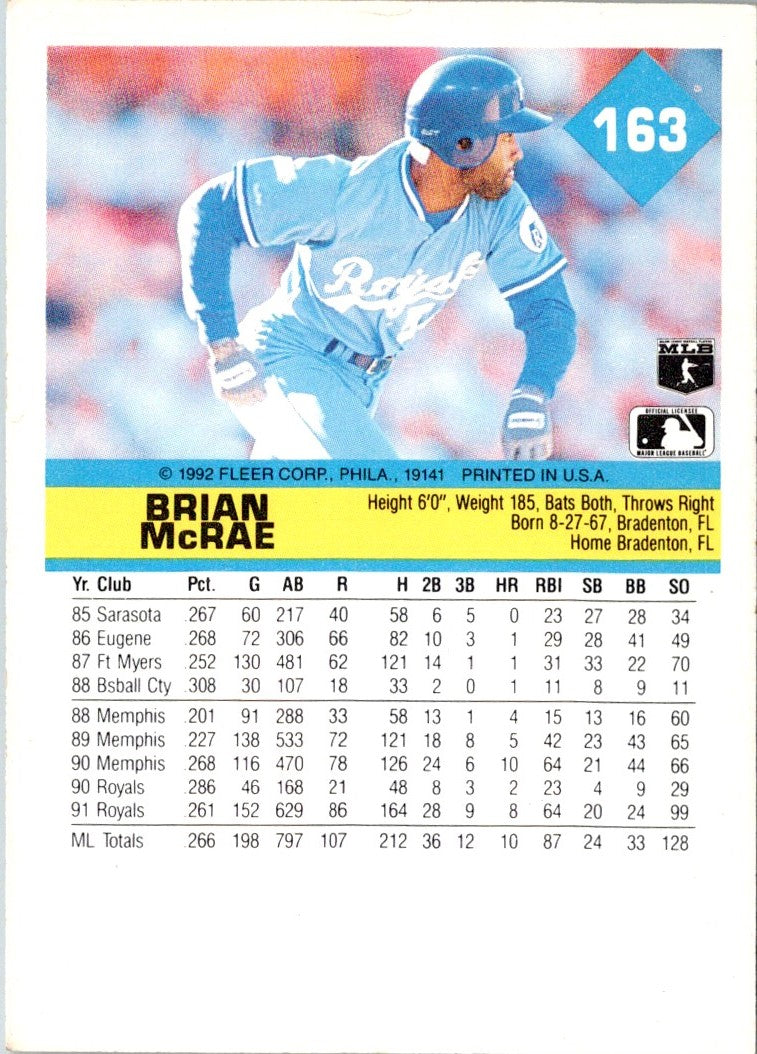 1992 Fleer Brian McRae